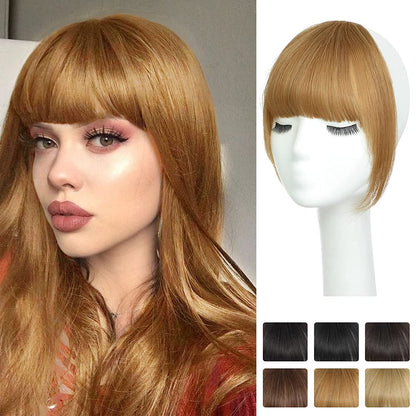 Wispy Clip in Bangs 100% Unprocessed Human Hair Extensions Curved Bangs Clip on Hair for Women Fringe with Temples Hairpieces for Daily Wear 9 Colors – Natural Look