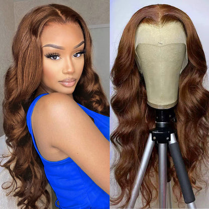 13x4 FULL Lace Frontal Wig  Color #4 Body Wave 100% Human virgin hair Chocolate Brown