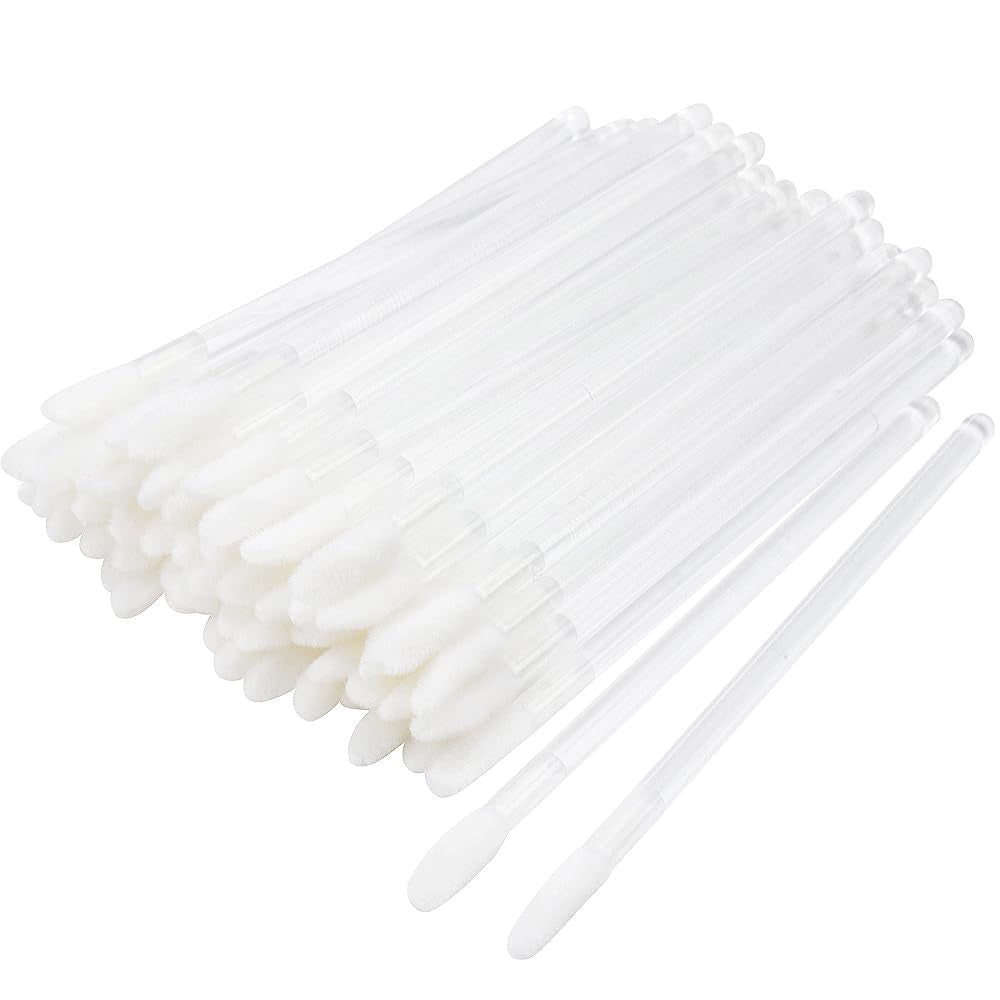 200 Pieces Disposable Lip Brushes Premium Lipstick Gloss Wands Applicator Makeup Tool Kits, White Handle