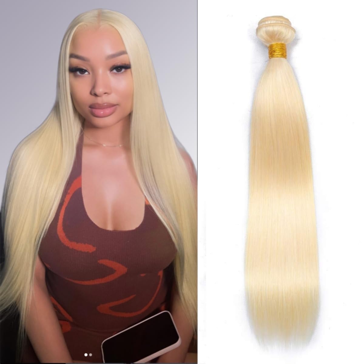Premium 613 Gloden Blonde Hair Straight Unprocessed 100% Human HairAsh Blonde Color | Single Donor Cuticle Intact Virgin Remy Bundles