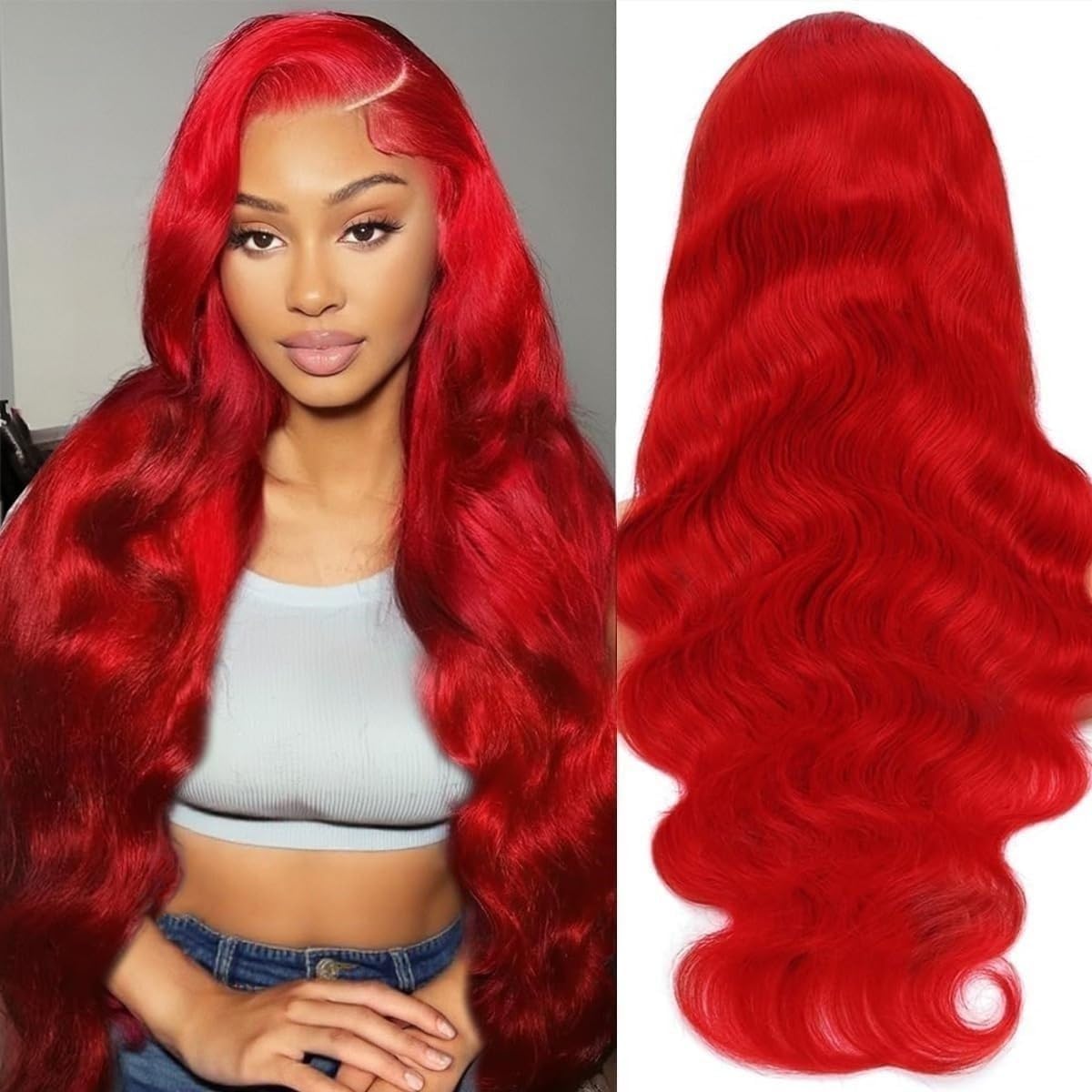 Pre-Order Hot Red Straight Wig – 13x4 HD Lace Front 100% Human Hair
