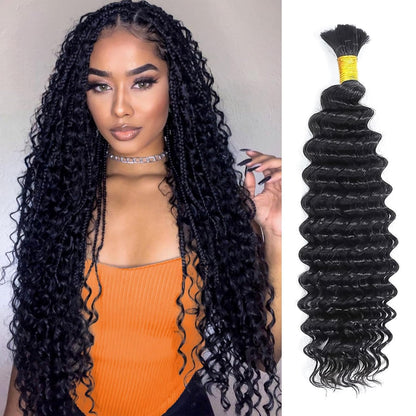 Color #2, #27,#33,Natural Black Human Braiding Hair deep Wave Bulk 100% Human Mink Hair 100g/pack 18-22 inch