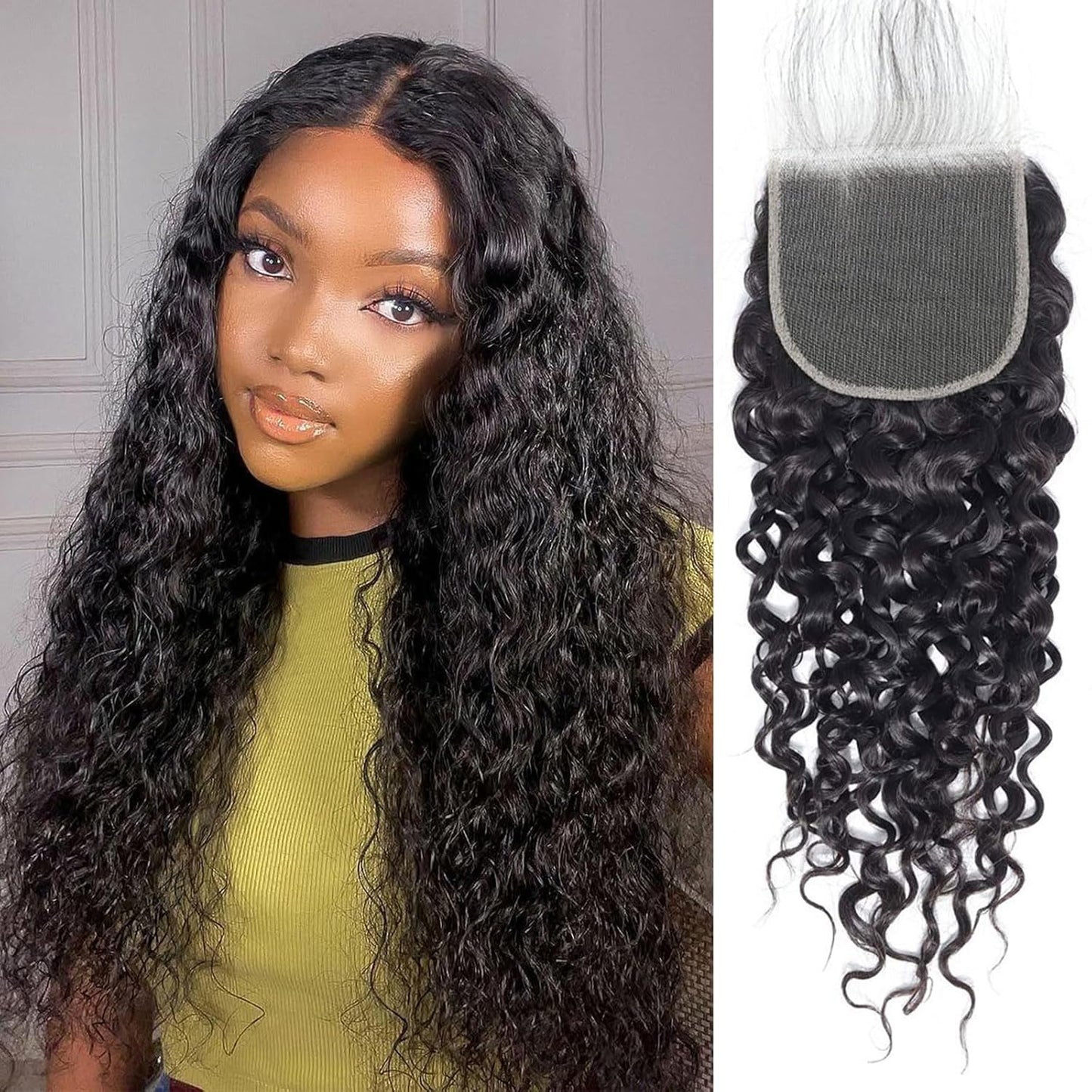 5x5 HD Lace Closure Water Wave – Brazilian Natural Virgin Remy Human Hair | Pre-Plucked, Skin-Melt HD Lace