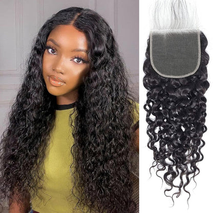 5x5 HD Lace Closure Water Wave – Brazilian Natural Virgin Remy Human Hair | Pre-Plucked, Skin-Melt HD Lace