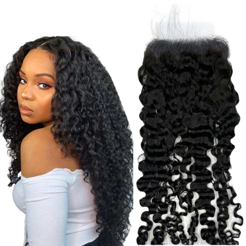 5x5 Transparent Lace Closure Burmese Curl Natural Color Human Hair | Bleached Knots, Free Part
