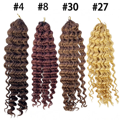 #4 Deep Wave Crochet 100% Human Hair - #4 Brown Boho Braiding Hair For Miracle Knots (50g/Pack)