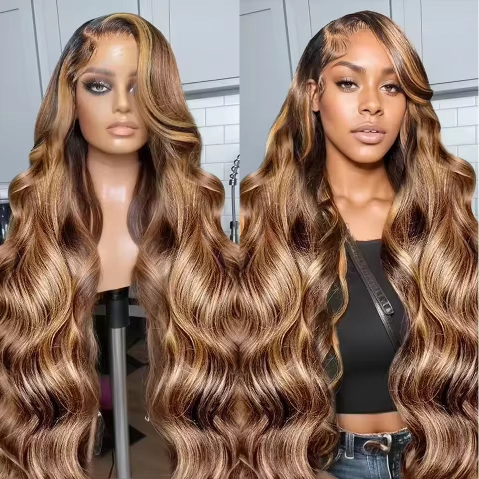 4/27 Highlight Body Wave Wig – 13x6 HD Lace Full Frontal Up To 42 Inch Human Hair