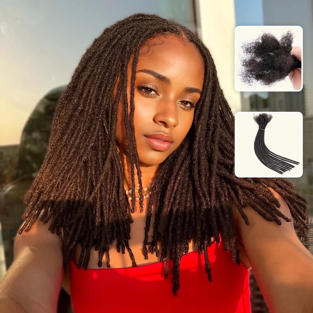 Extensiones de rastas de cabello humano de 0.4 cm de grosor para hombres y mujeres, de 4 a 18 pulgadas