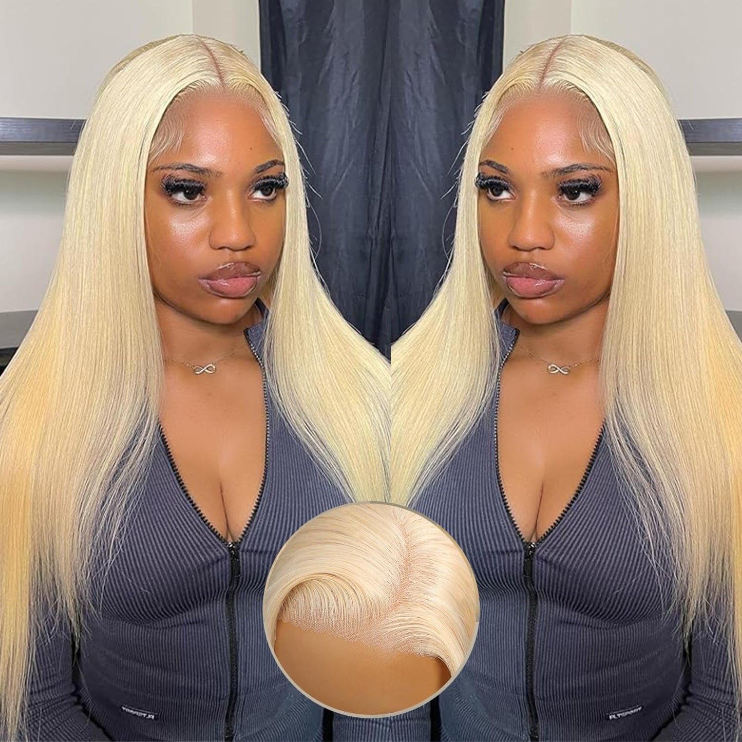Blonde 5x5HD Closure Wig Color #613 Straigth 200 Density 100% Human Hair Blonde Wig