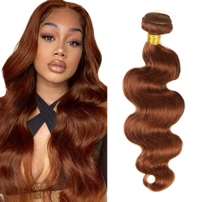 100% Auburn (#33) Body Wave Human Hair Bundles | Warm Tone & Effortless Waves | Single Donor Cuticle Intact 100g
