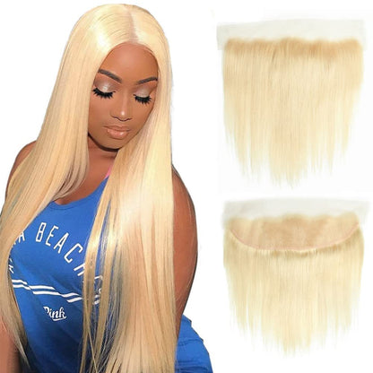 13x4 HD Lace Frontal 613 Blonde Straight 100% Human Hair Swiss Lace, Skin-melt Lace, Invisible Lace – Ear to Ear