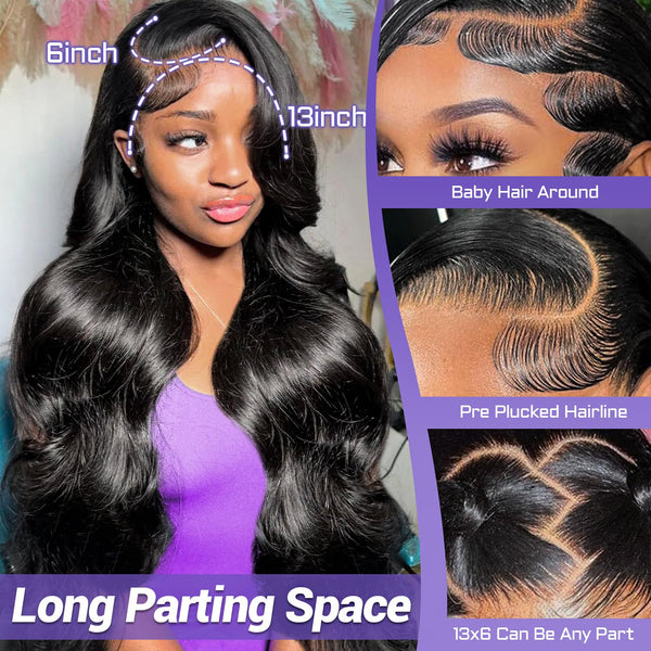 13x6HD Lace Wig Loose Bounce Full Frontal Wig High Quality Human Hair Wig 180 Free Part Swiss Lace, Skin-melt Lace, Invisible Lace