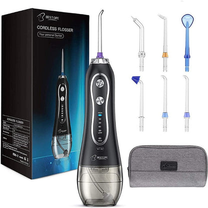 Bestope/USTAR Water Flosser 300ML 5 Modes & 6 Jet Tips - IPX7 Waterproof Cordless Dental Oral Irrigator Portable and Rechargeable Water Flossing
