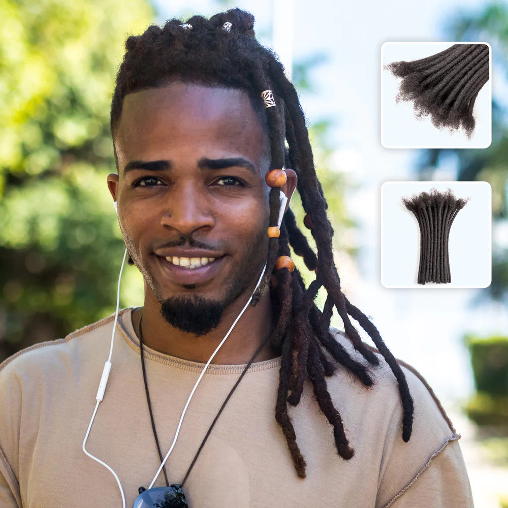 0.8cm Human Hair Loc Extensions Locs Dreads Hair Extensions For Men and Women (6-18 Inch)