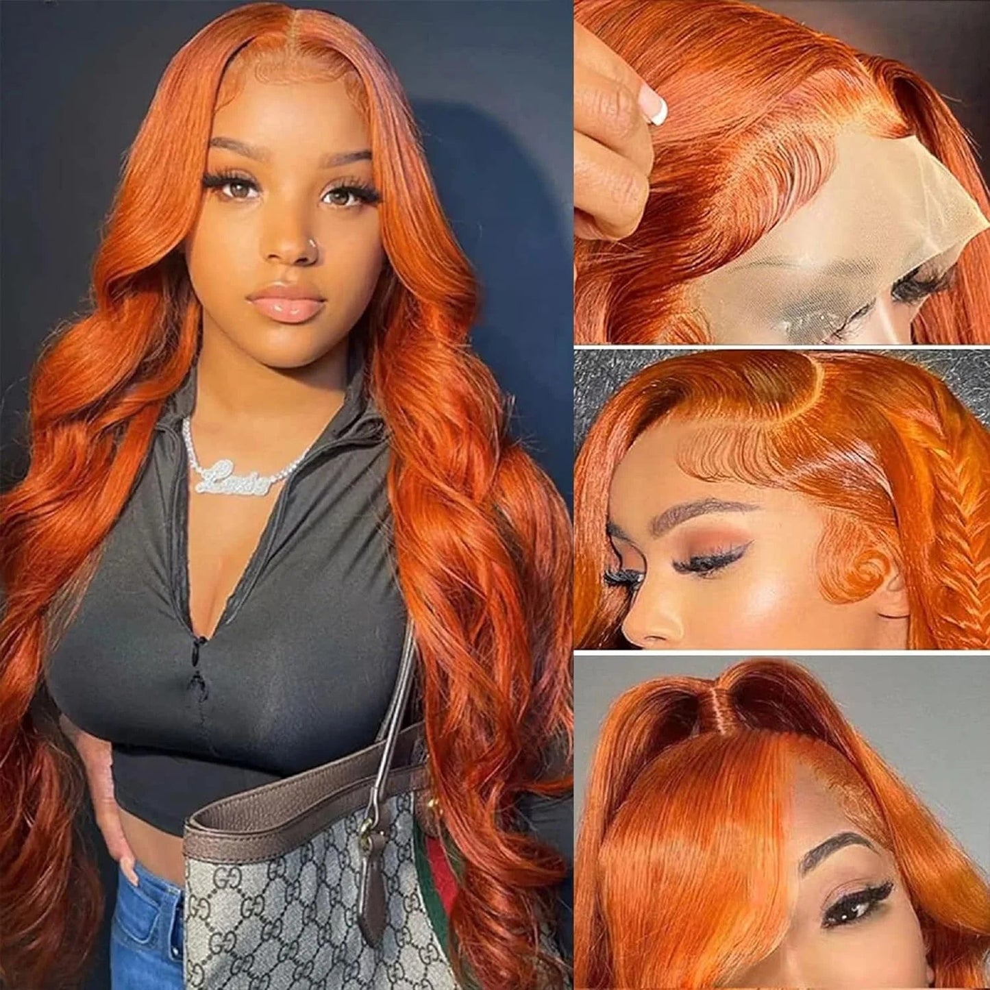 Reddish Brown Body Wave Wig – 13x4 Lace Front #350 180 Density 100% Human Hair