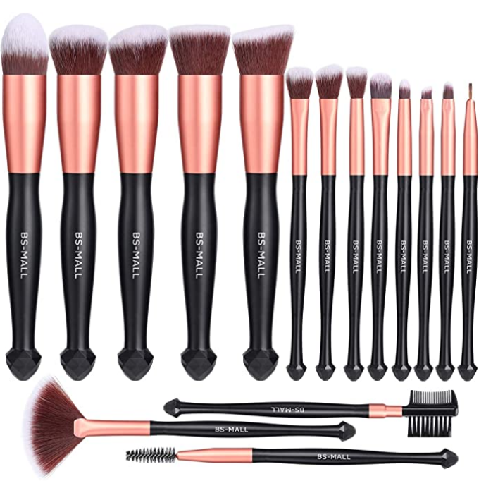 BS-MALL 16pcs Makeup Brushes  Premium Synthetic Professional Makeup Eye Brushes Kit(Rose Gold)