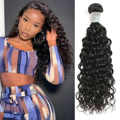 100% Affordable Human Hair Water Wave Bundles | Natural Black 1B | 10"-28" | Defined Flowing Waves