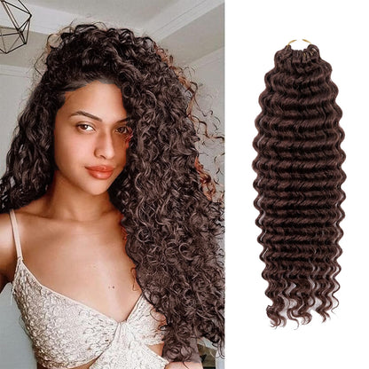 #8 Deep Wave Crochet 100% Human Hair - Medium Brown Boho Braiding Hair For Miracle Knots (50g/Pack)