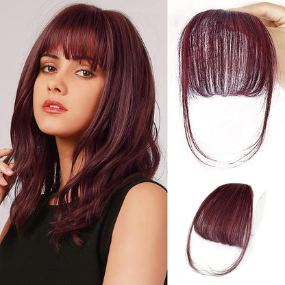 Wispy Clip in Bangs 100% Unprocessed Human Hair Extensions Curved Bangs Clip on Hair for Women Fringe with Temples Hairpieces for Daily Wear 9 Colors – Natural Look