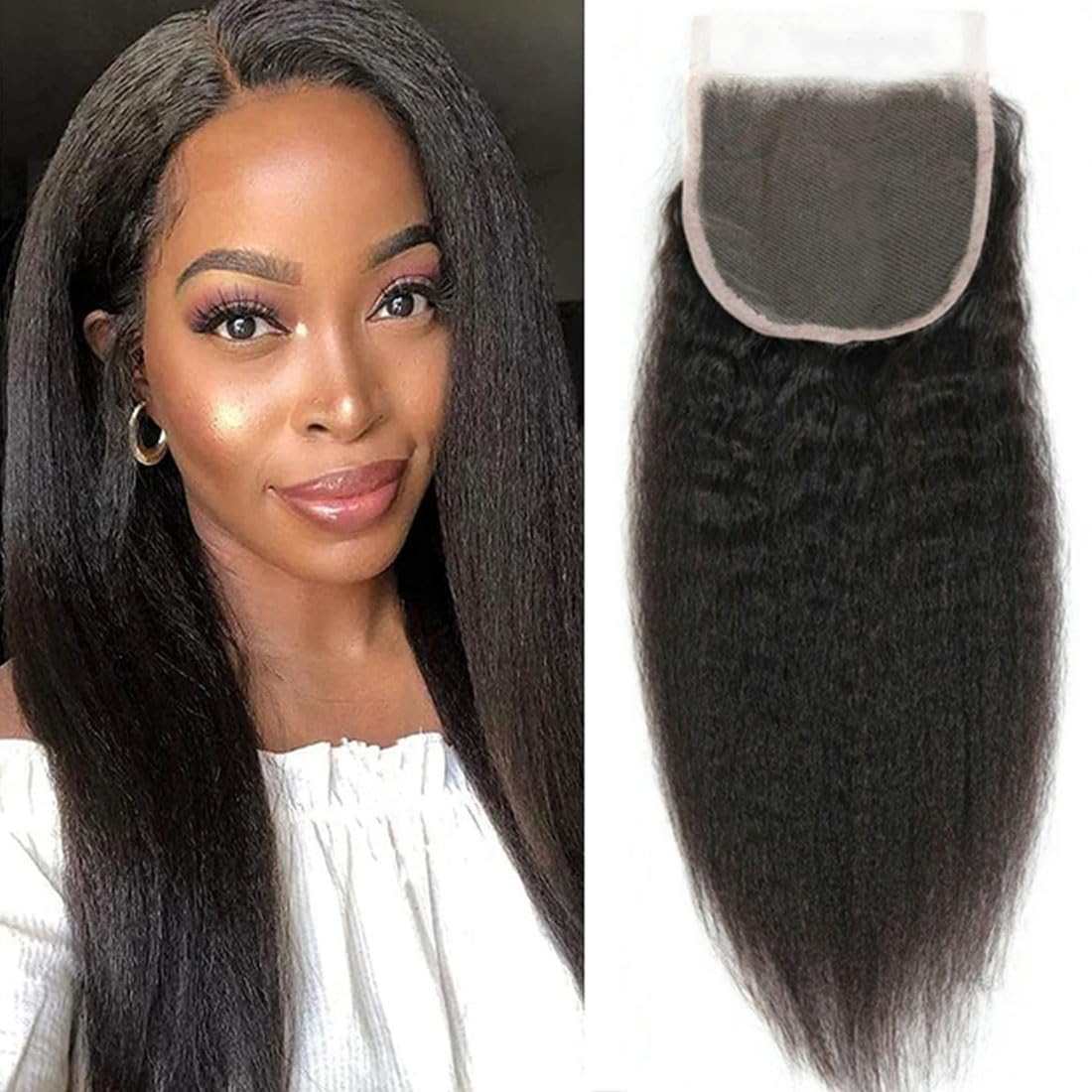 5x5 HD Lace Closure Kinky Straight – Natural Black 100% Human Mink Hair | Pre-Plucked, Skin-Melt HD Lace