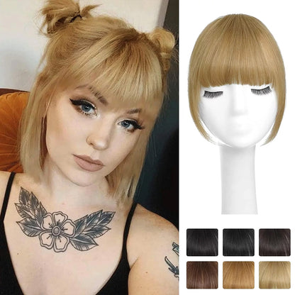 Wispy Clip in Bangs 100% Unprocessed Human Hair Extensions Curved Bangs Clip on Hair for Women Fringe with Temples Hairpieces for Daily Wear 9 Colors – Natural Look