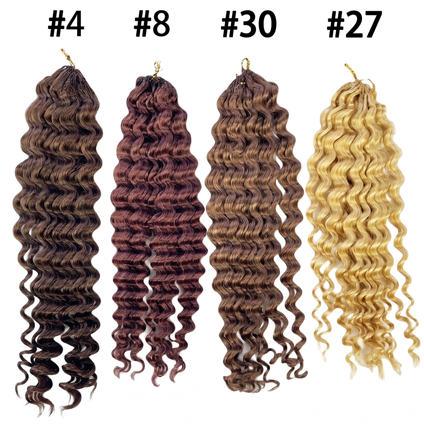 #8 Deep Wave Crochet 100% Human Hair - Medium Brown Boho Braiding Hair For Miracle Knots (50g/Pack)