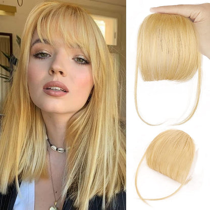 Wispy Clip in Bangs 100% Unprocessed Human Hair Extensions Curved Bangs Clip on Hair for Women Fringe with Temples Hairpieces for Daily Wear 9 Colors – Natural Look