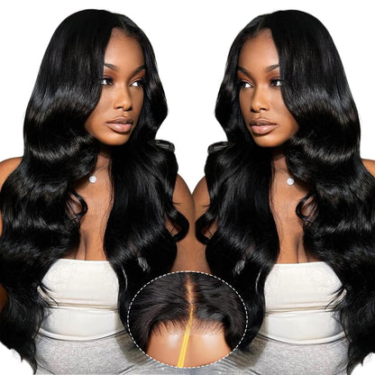 6x4 Wear and Go Glueless Body Wave, Straight Lace Closure Wigs 100% Human Hair