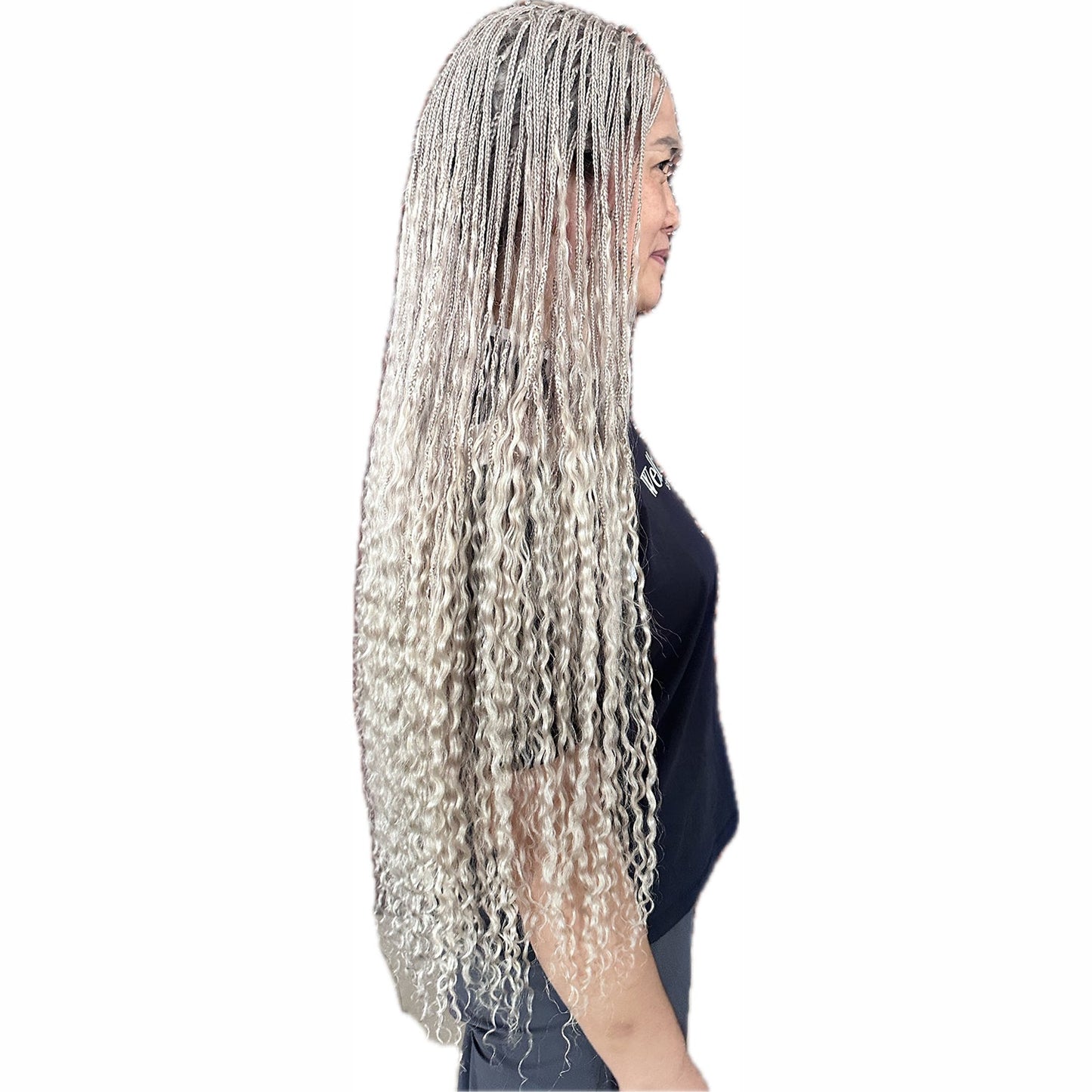 Pre-Order BOHO Braids Wig Full Lace High Quality 100% Human HairBraided Light Weighted Color Silver Gray