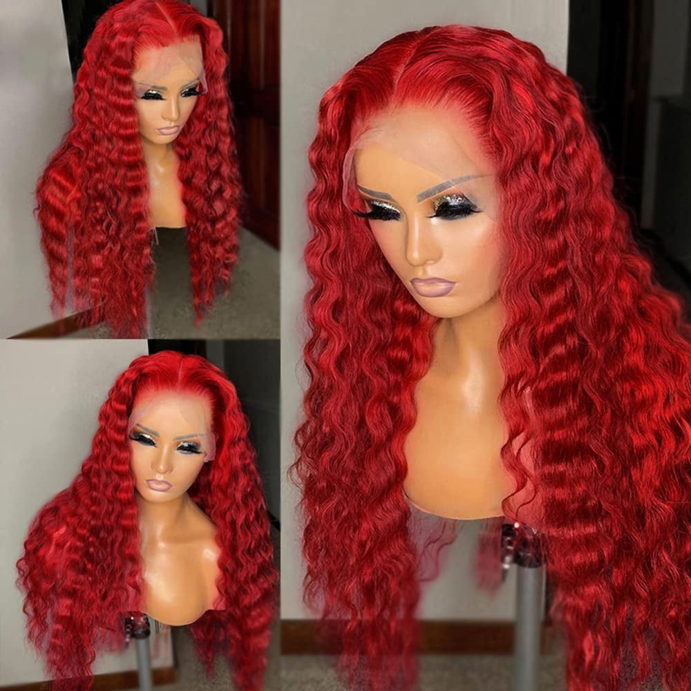Red Deep Wave wig
