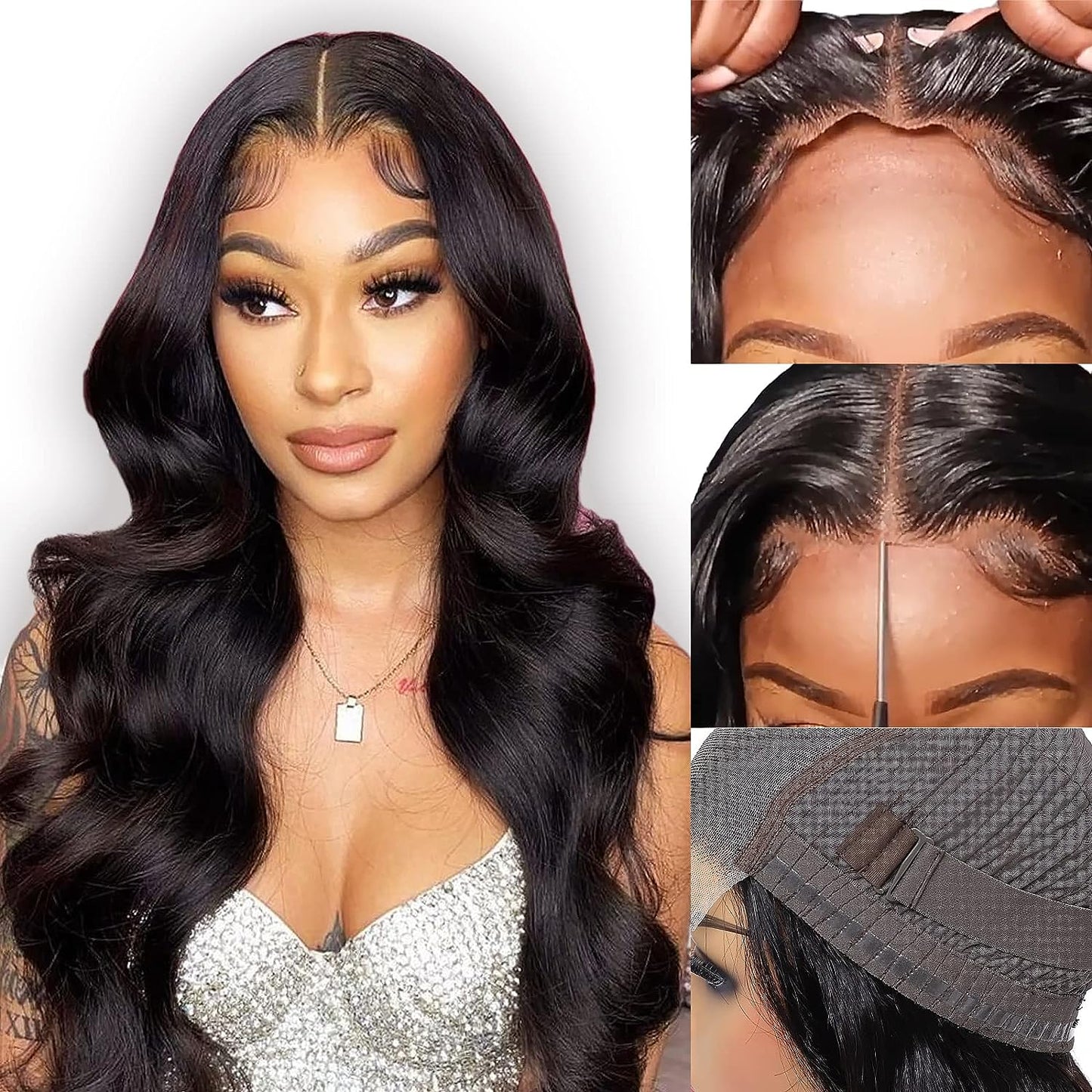 5x5 Lace Wear to Go Glueless Wig Body Wave Lace Closure  Wig 100 Virgin Human Hair Natural Color Swiss Lace, Skin-melt Lace, Invisible Lace