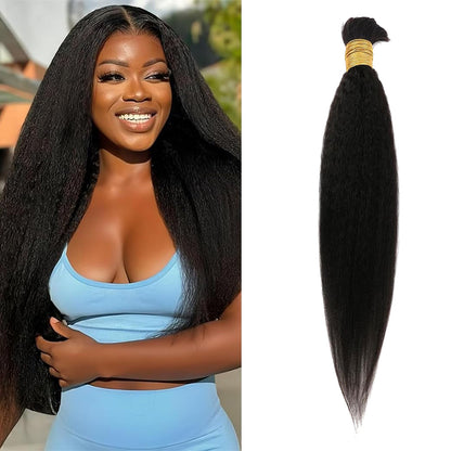 100% Human Hair Boho Braiding Hair - Kinky Straight Natural Black 100g/Bundle (Pre-Order)