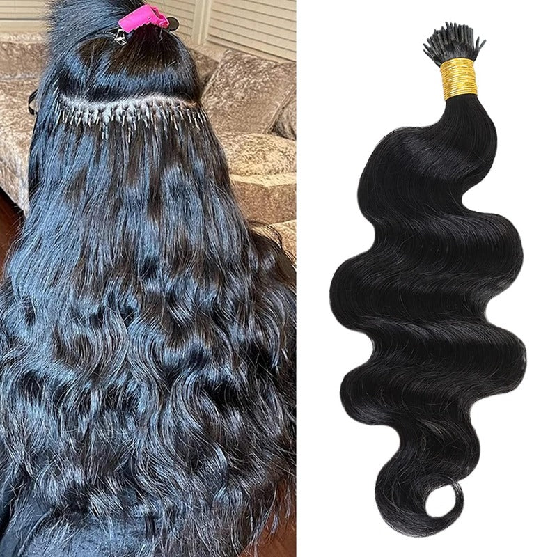 I-tip Premium Hair Extensions Natural Black Straight, Deep Wave, Kinky Straight – 100% Human Hair, Pre-Bonded
