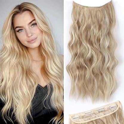 Halo Hair Extensions Invisible Wire Clip on Synthetic Wave Clip Ins Hair 20 Inch – Lightweight, Easy Install, Natural Look