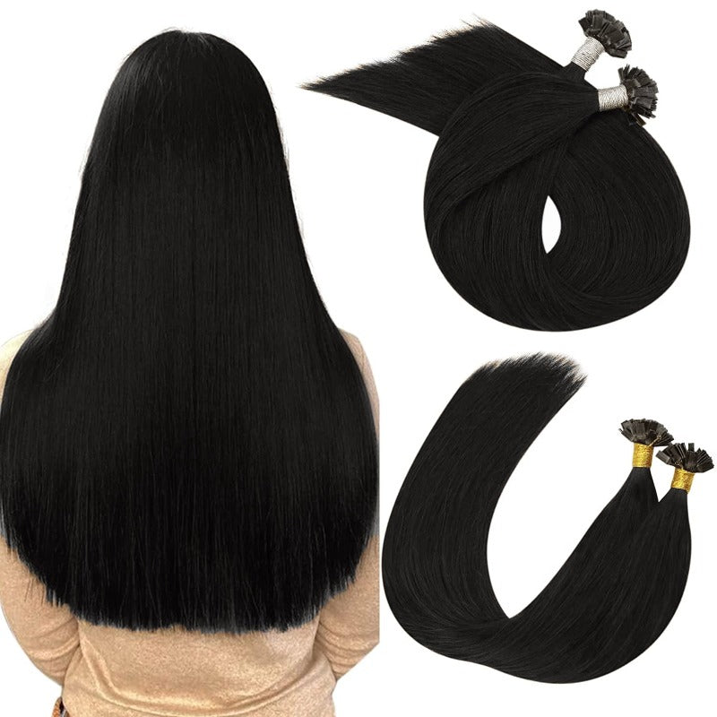 Flat K Tip 100% Premium Human Hair Extension – Straight Black