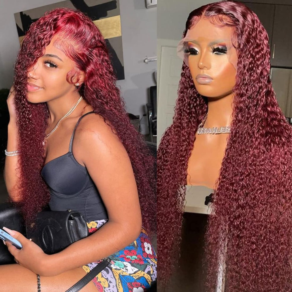 Burgundy Jerry Curly wig