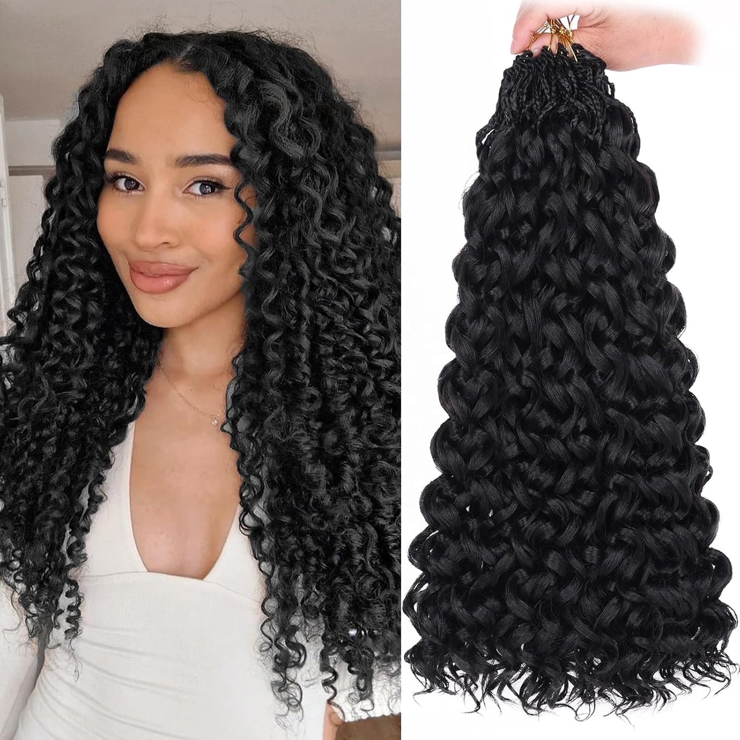 Burmese Curly Crochet 100% Human Hair - Boho Braiding Hair For Miracle Knots (50g/Pack)