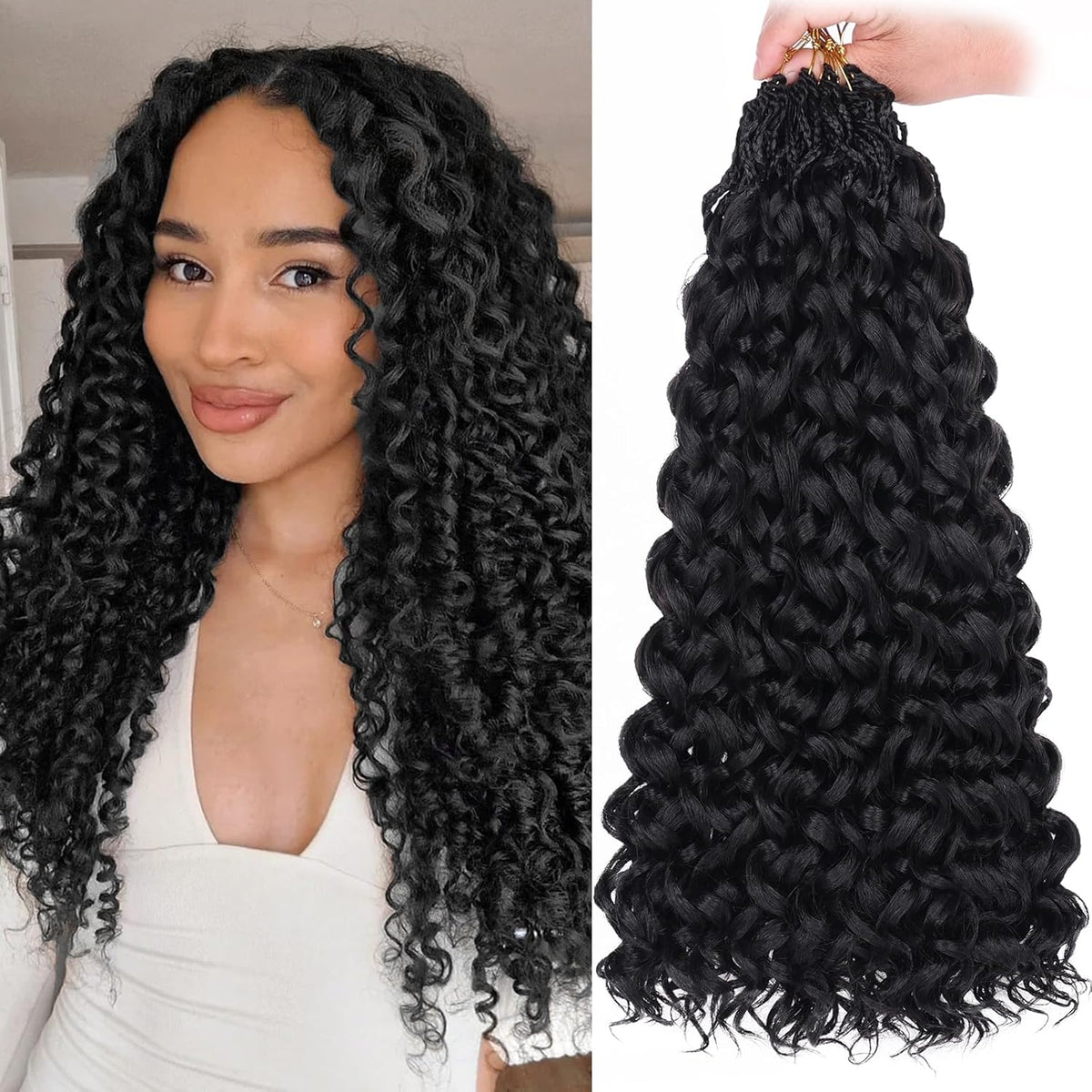 Burmese Curly Crochet 100% Human Hair - Boho Braiding Hair For Miracle Knots (50g/Pack)