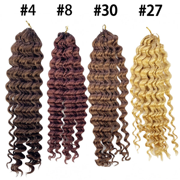 #30 Deep Wave Crochet 100% Human Hair - Rich Chestnut Brown Deep Wave Boho Braiding Hair For Miracle Knots (50g/Pack)