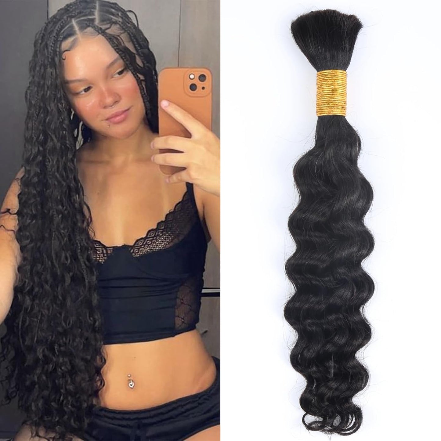 Boho Braiding 100 Human Hair natural black - Straight, Body Wave, Deep Wave, loose deep, Natural Wave, Jerry Curl, Water Wave 100g/pack