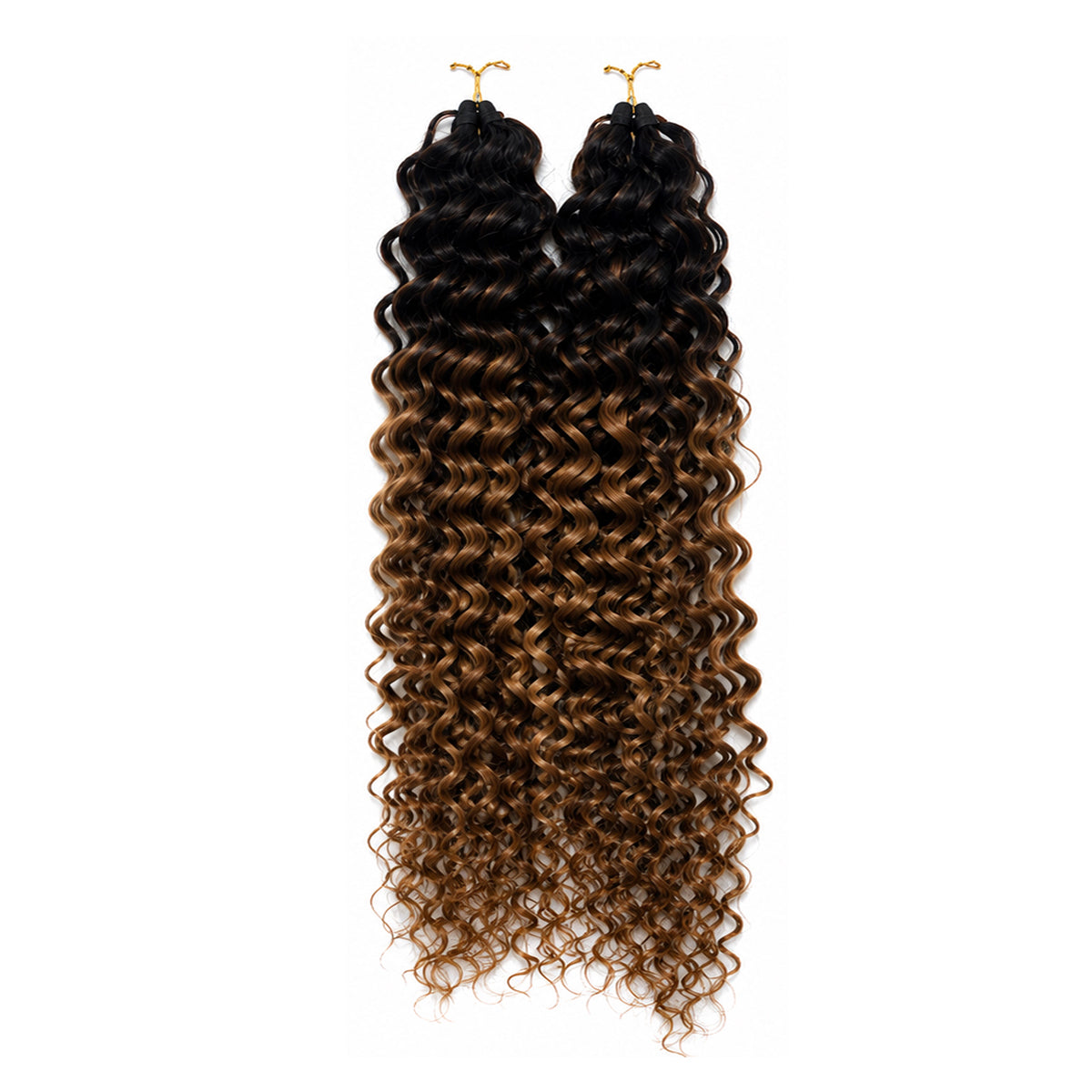 #T430 Water Wave Premium Hair Crochet 100% Human Hair - Dark Brown to Auburn Boho Braiding Hair For Miracle Knots (50g/Pack)