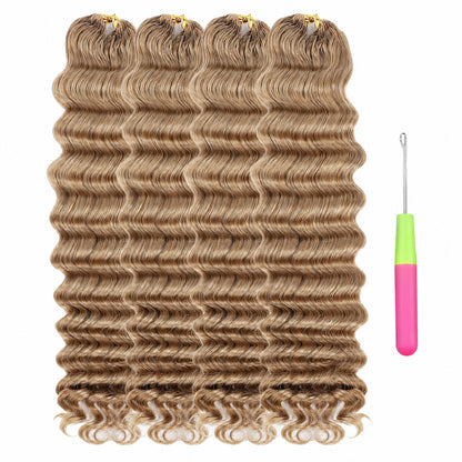 #27 Deep Wave Crochet 100% Human Hair - Honey Blonde Wave Boho Braiding Hair For Miracle Knots (50g/Pack) (Copy)