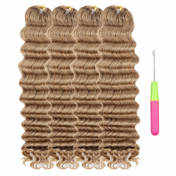 #27 Deep Wave Crochet 100% Human Hair - Honey Blonde Wave Boho Braiding Hair For Miracle Knots (50g/Pack) (Copy)