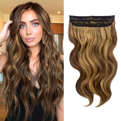 Halo Hair Extensions Invisible Wire Clip on Synthetic Wave Clip Ins Hair 20 Inch – Lightweight, Easy Install, Natural Look