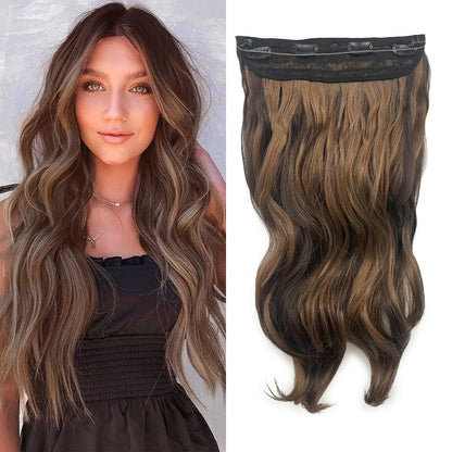 Halo Hair Extensions Invisible Wire Clip on Synthetic Wavy Hair Clip Ins 24 Inch – Lightweight, Easy Install, Natural Look