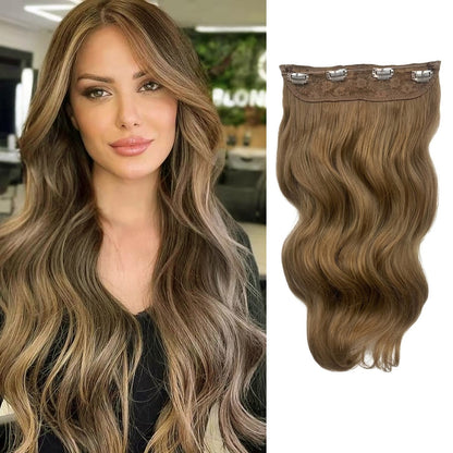 Halo Hair Extensions Invisible Wire Clip on Synthetic Wavy Hair Clip Ins 24 Inch – Lightweight, Easy Install, Natural Look
