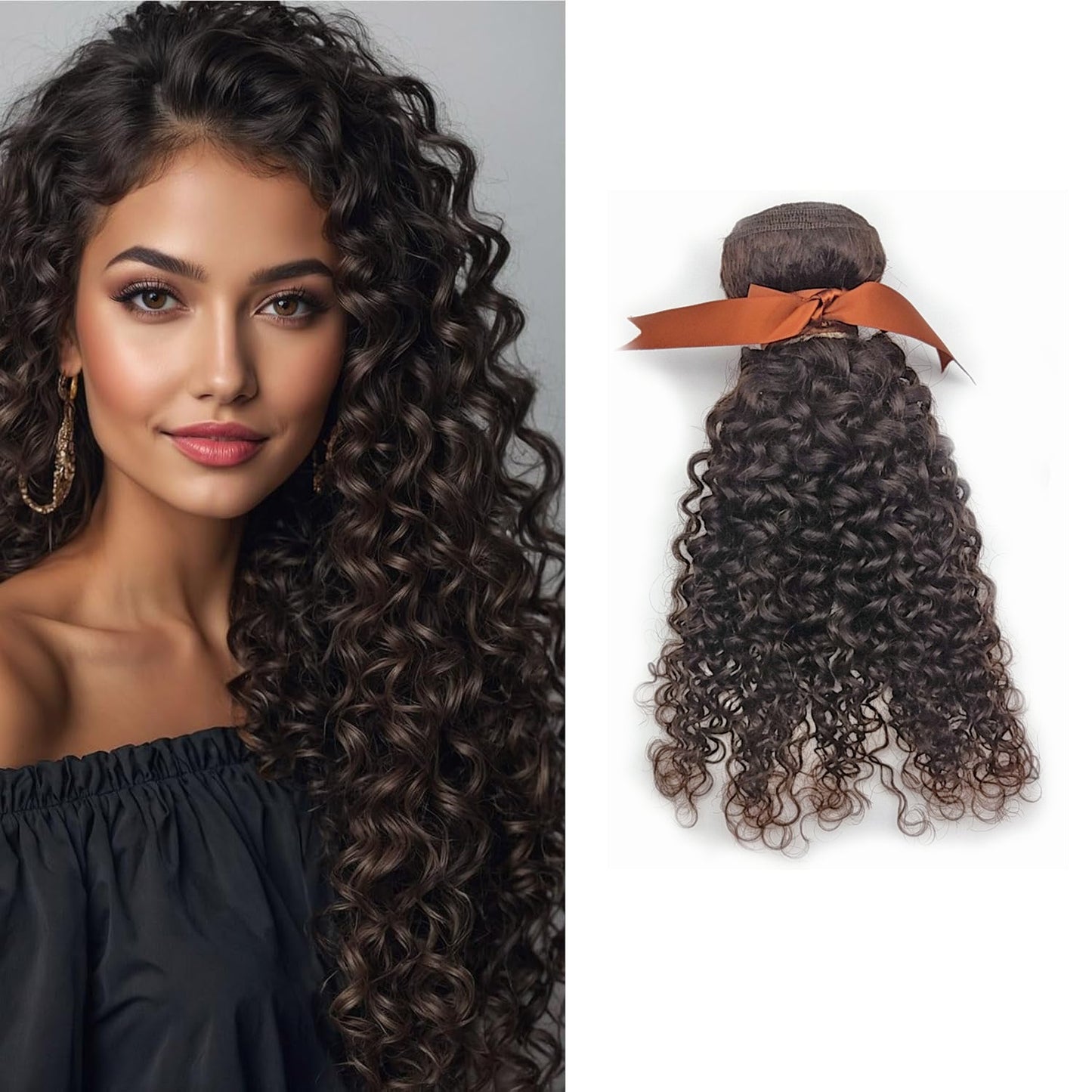 Dark Brown (#2) Jerry Curly 100% Human Hair Bundles | Soft Curls & Natural Blend | Single Donor Cuticle Intact 100g