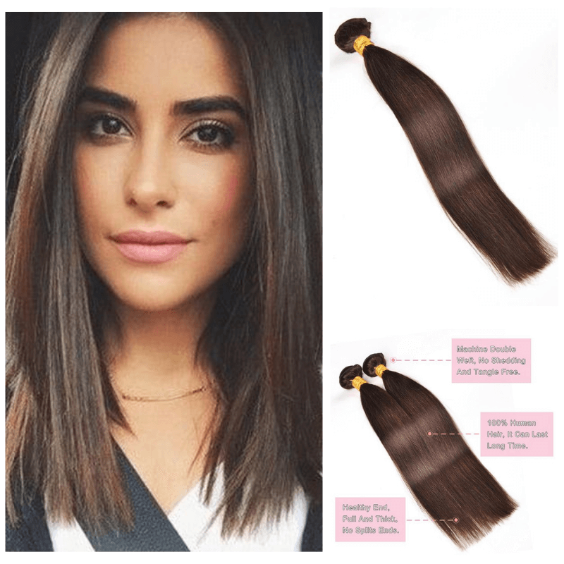  Medium Brown Straight 100% Human Hair