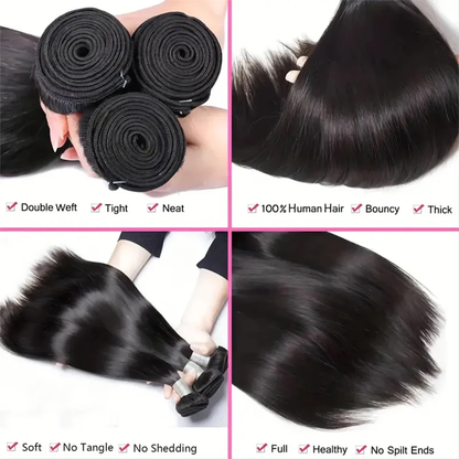 Better Hair, Less Money - Master Blend hair Straight Color 1B Human Hair with High Quality Fibers for quick wave, ponytail 1 3 4 Bundles 1B 12 14 16 18 20 22 24 26 28 30 Inch