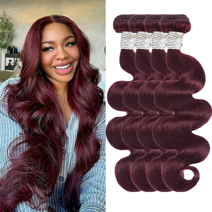 Ustar 99J Busic Burgundy Body Wave Human Hair 16 18 20 22 24 26 28 30 Inch Brazilian Virgin Hair Weave Extensions for Women